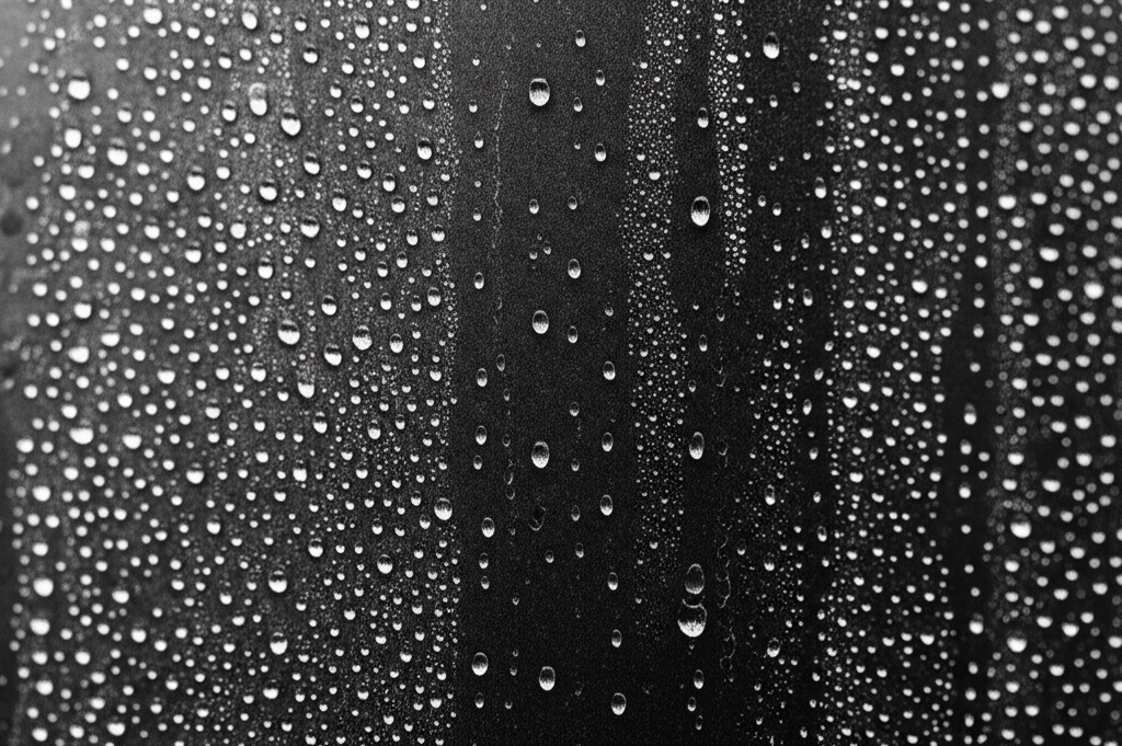 Water beading off treated wall